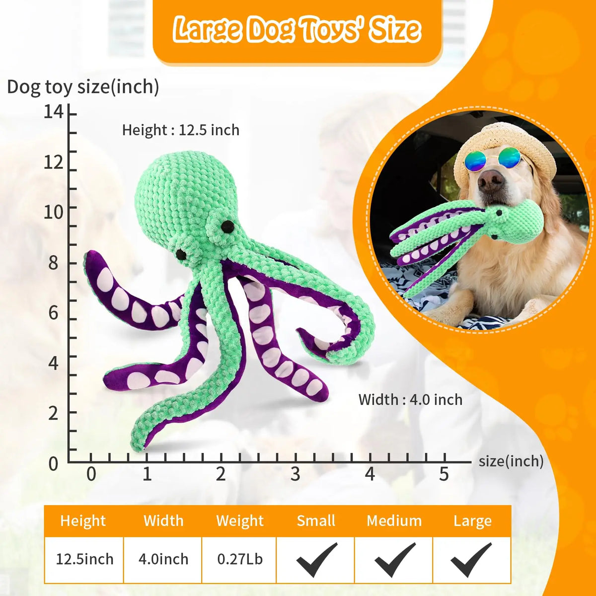 Squeaky Octopus Plush Dog Toy