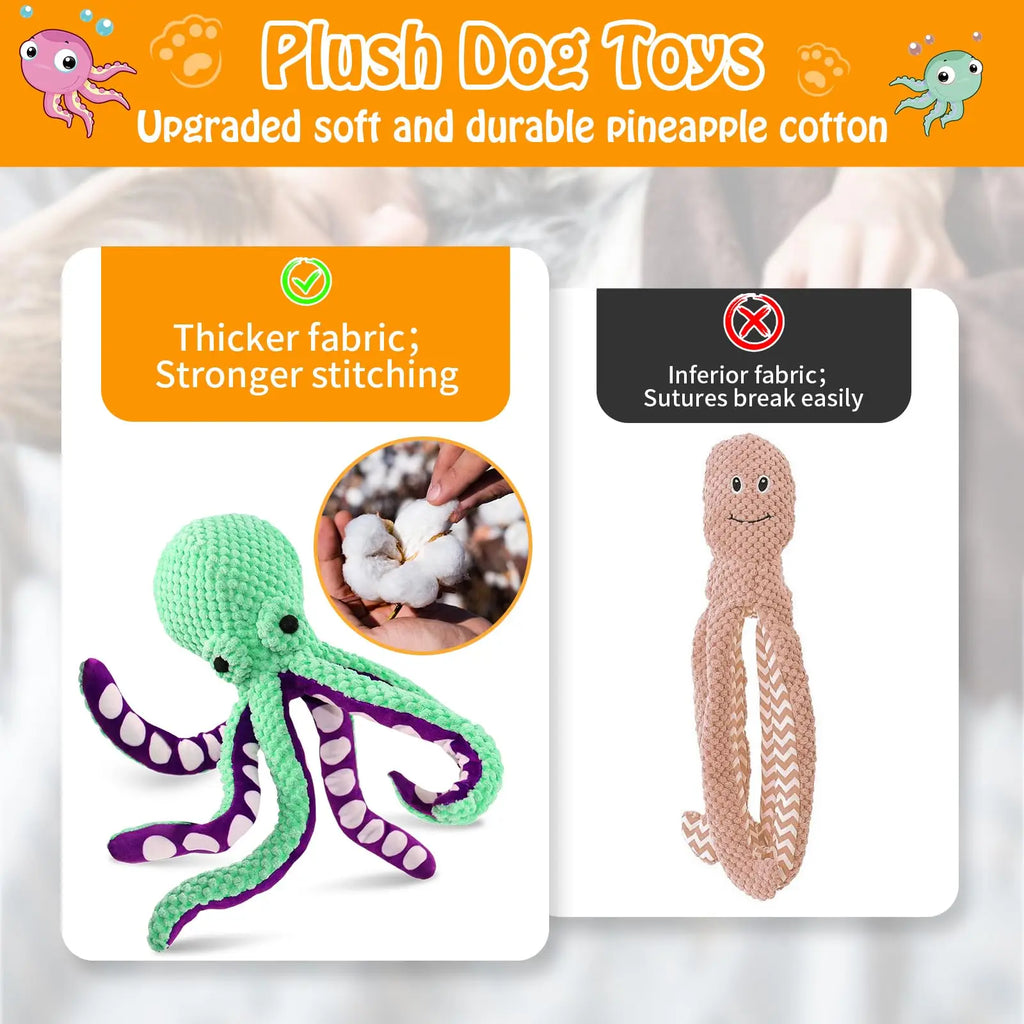 Squeaky Octopus Plush Dog Toy
