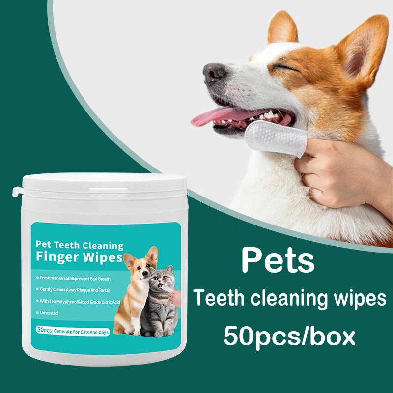 Pet Dental Cleaning Finger Wipes (50 Pcs/Box)