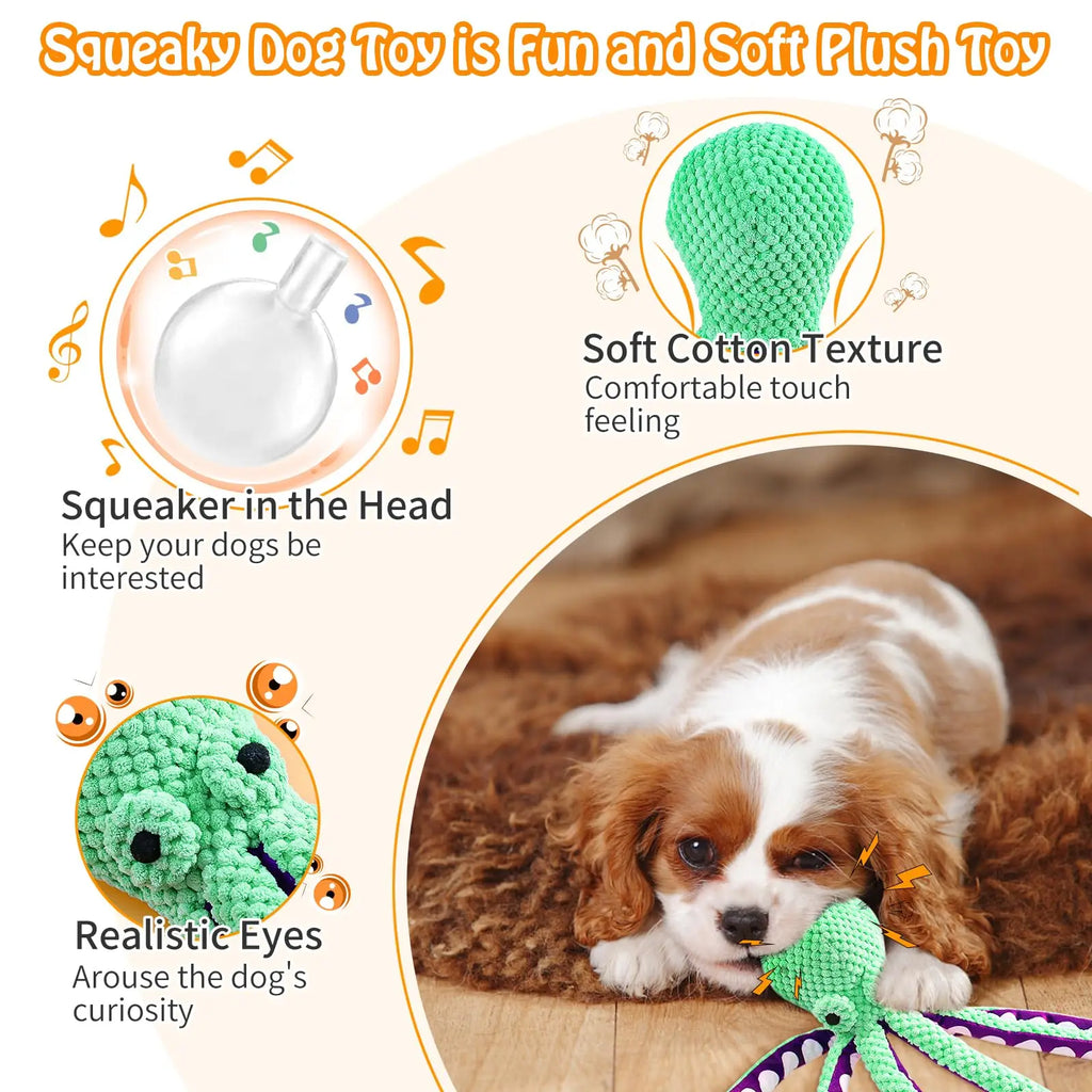 Squeaky Octopus Plush Dog Toy