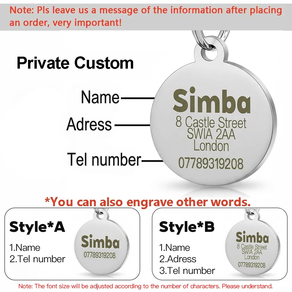 Personalized Dog Cat Plate Tags  Pendant